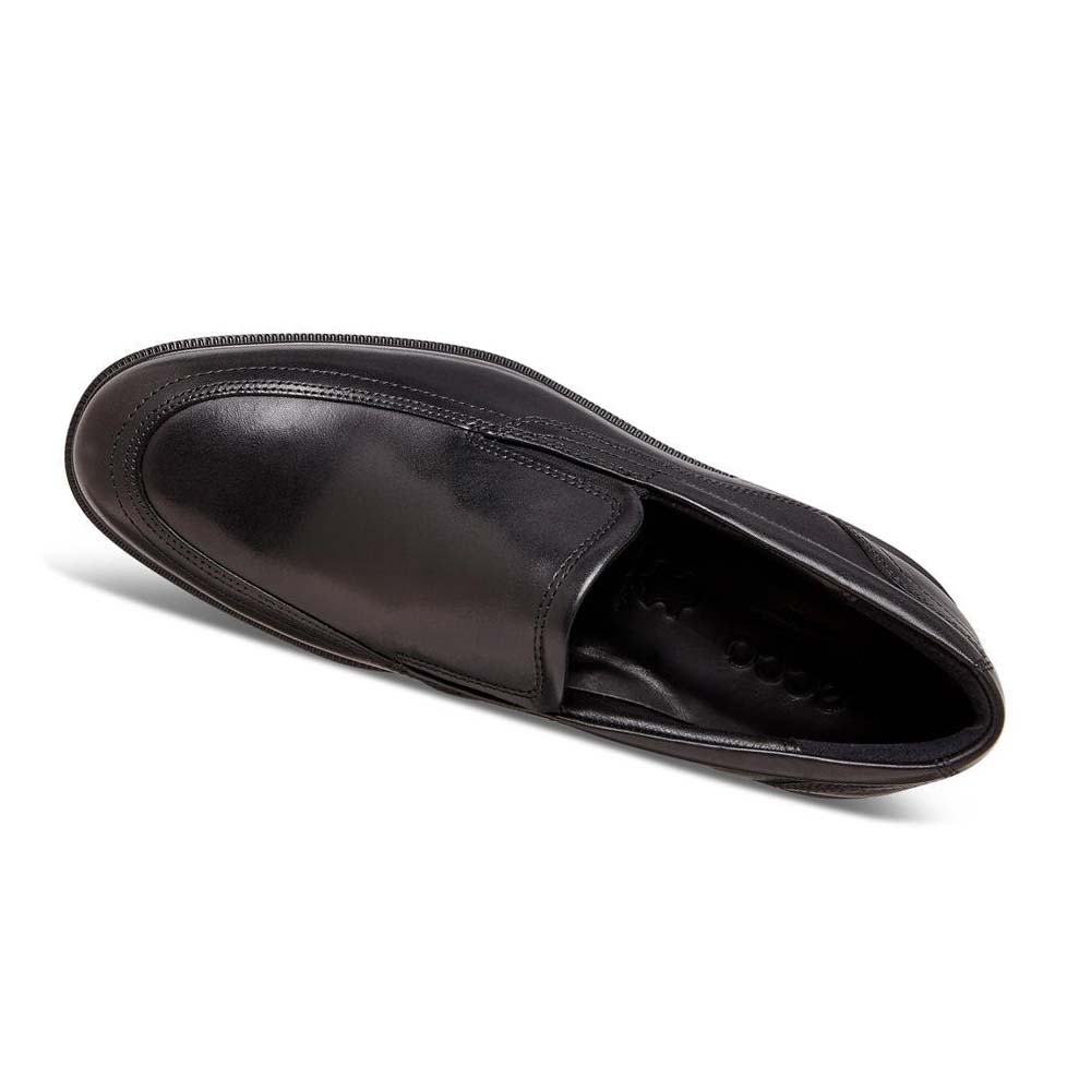 Men's Ecco Lisbon Apron Slip On Dress Shoes Black | USA 519FDN